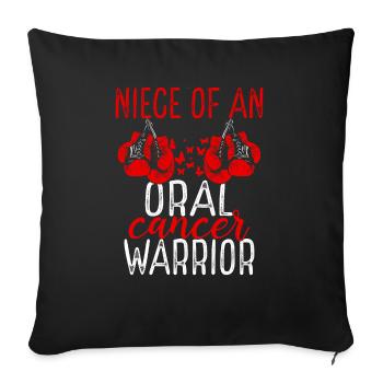 Nièce Sensibilisation au cancer de la bouche Tante Oncle - Housse de coussin décorative 45 x 45 cm - noir - Devant