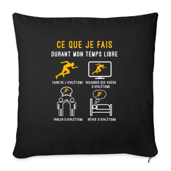 athlétisme course temps libre cadeau athlète - Housse de coussin décorative 45 x 45 cm - noir - Devant