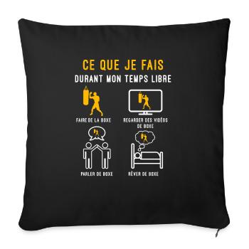boxe temps libre cadeau boxeur - Housse de coussin décorative 45 x 45 cm - noir - Devant