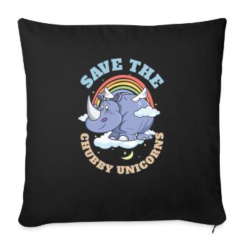 Save The Chubby Unicorns Cute Rhinoceros - Sofa pillowcase 17,3'' x 17,3'' (45 x 45 cm) - black - Front