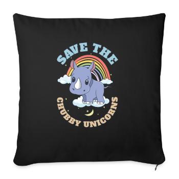 Save The Chubby Unicorns Cute Rhinoceros - Sofa pillowcase 17,3'' x 17,3'' (45 x 45 cm) - black - Front