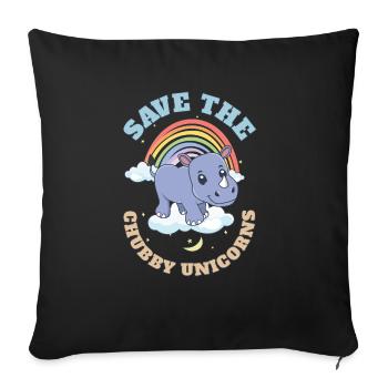 Save The Chubby Unicorns Cute Rhinoceros - Sofa pillowcase 17,3'' x 17,3'' (45 x 45 cm) - black - Front