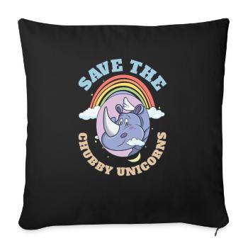 Save The Chubby Unicorns Cute Rhinoceros - Sofa pillowcase 17,3'' x 17,3'' (45 x 45 cm) - black - Front