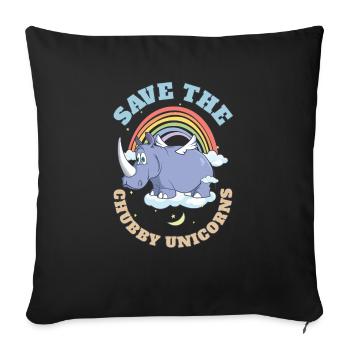 Save The Chubby Unicorns Cute Rhinoceros - Sofa pillowcase 17,3'' x 17,3'' (45 x 45 cm) - black - Front