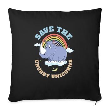Save The Chubby Unicorns Cute Rhinoceros - Sofa pillowcase 17,3'' x 17,3'' (45 x 45 cm) - black - Front