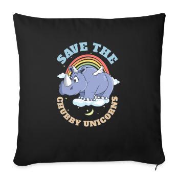 Save The Chubby Unicorns Cute Rhinoceros - Sofa pillowcase 17,3'' x 17,3'' (45 x 45 cm) - black - Front