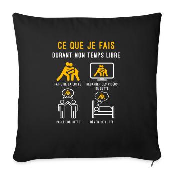 lutte temps libre cadeau lutteur - Housse de coussin décorative 45 x 45 cm - noir - Devant