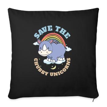 Save The Chubby Unicorns Cute Rhinoceros - Sofa pillowcase 17,3'' x 17,3'' (45 x 45 cm) - black - Front