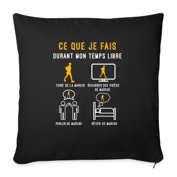 marche temps libre cadeau marcheur - Housse de coussin décorative 45 x 45 cm - noir - Devant