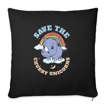 Save The Chubby Unicorns Cute Rhinoceros - Sofa pillowcase 17,3'' x 17,3'' (45 x 45 cm) - black - Front