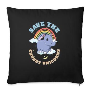 Save The Chubby Unicorns Cute Rhinoceros - Sofa pillowcase 17,3'' x 17,3'' (45 x 45 cm) - black - Front