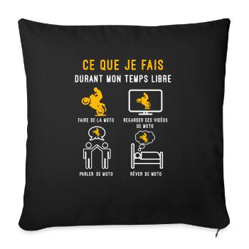 moto temps libre cadeau motard - Housse de coussin décorative 45 x 45 cm - noir - Devant