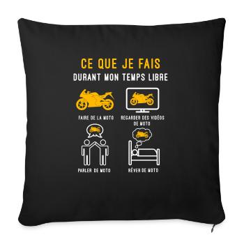 moto motard temps libre cadeau motard - Housse de coussin décorative 45 x 45 cm - noir - Devant