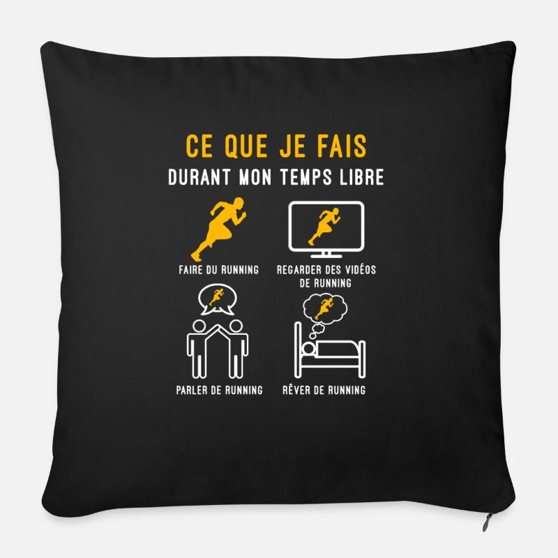 running temps libre cadeau coureur - Housse de coussin décorative 45 x 45 cm - noir