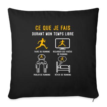 running courir temps libre cadeau coureur - Housse de coussin décorative 45 x 45 cm - noir - Devant