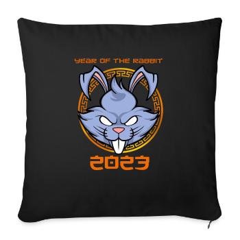 Joyeux Nouvel An chinois 2023 I Année du Lapin - Housse de coussin décorative 45 x 45 cm - noir - Devant