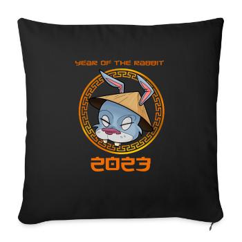 Joyeux Nouvel An chinois 2023 I Année du Lapin - Housse de coussin décorative 45 x 45 cm - noir - Devant