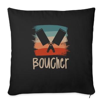 Vintage Retro Boucher Boucherie - Housse de coussin décorative 45 x 45 cm - noir - Devant