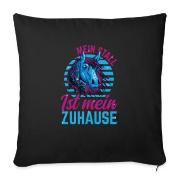 Pferdemädchen Pferd Der Stall ist mein Zuhause - Sofakissenbezug 45 x 45 cm - Schwarz - Vorne