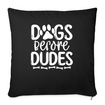 Chiens avant les mecs propriétaires de chiens propriétaires de chiens - Housse de coussin décorative 45 x 45 cm - noir - Devant