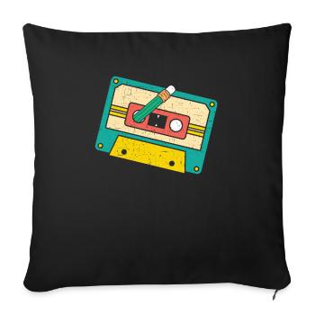 Cassette Tape Music Lover National Retro Day - Sofa pillowcase 17,3'' x 17,3'' (45 x 45 cm) - black - Front
