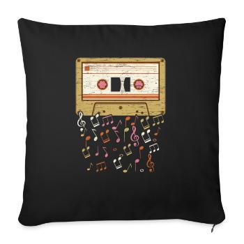 Cassette Tape Music Lover National Retro Day - Sofa pillowcase 17,3'' x 17,3'' (45 x 45 cm) - black - Front