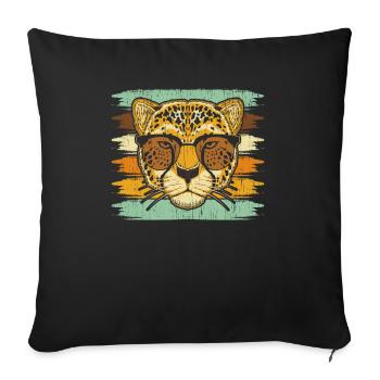 Retro Cheetah sur Zookeeper Wildlife Animal Zoo - Housse de coussin décorative 45 x 45 cm - noir - Devant