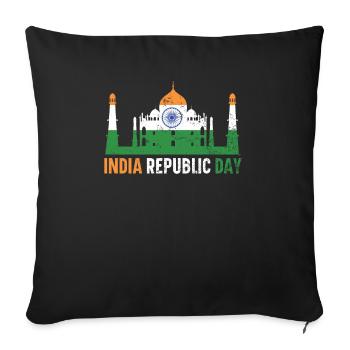 Tag der indischen Republik Hindustani indische Flagge - Sofakissenbezug 45 x 45 cm - Schwarz - Vorne