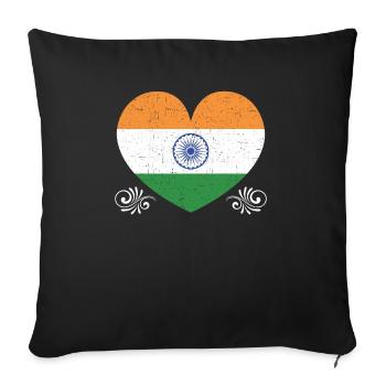 Tag der indischen Republik Hindustani indische Flagge - Sofakissenbezug 45 x 45 cm - Schwarz - Vorne