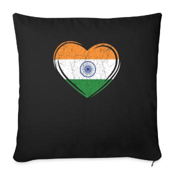 Tag der indischen Republik Hindustani indische Flagge - Sofakissenbezug 45 x 45 cm - Schwarz - Vorne