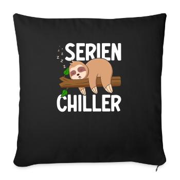 Faultier TV Serien Chiller, Fernsehschlafen Sloth - Sofakissenbezug 45 x 45 cm - Schwarz - Vorne