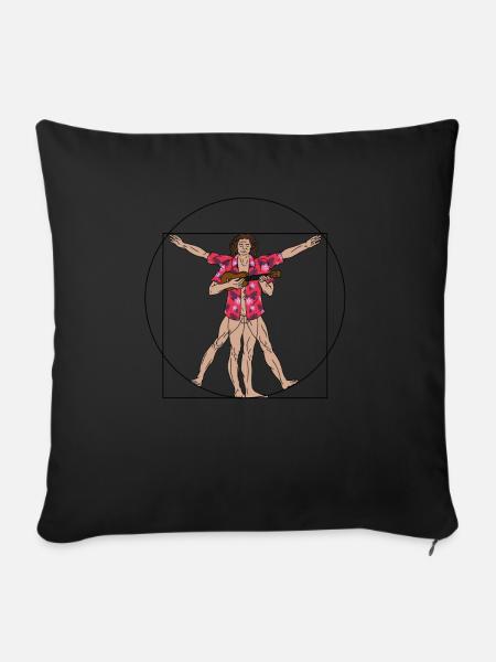 Uke Vitruvian Ukulele Spieler Lustiges Ukulele - Sofakissenbezug 45 x 45 cm - Schwarz