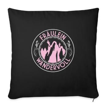 Wandern Bergsteigen Spruch Fräulein Wandervoll - Sofakissenbezug 45 x 45 cm - Schwarz - Vorne