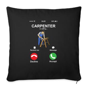 Un charpentier appelle Funny Woodworker Carpentry - Housse de coussin décorative 45 x 45 cm - noir - Devant