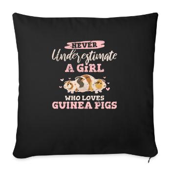 Fille qui aime les cochons d’Inde Amant Maman Filles Femmes C - Housse de coussin décorative 45 x 45 cm - noir - Devant