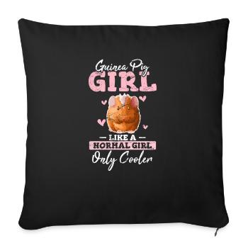 Cochon d’Inde Fille Glacière Cochons d’Inde Amant Maman Filles - Housse de coussin décorative 45 x 45 cm - noir - Devant
