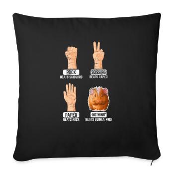 Guinea Pig Cavy Funny Animal Lover Rock Paper Scis - Sofa pillowcase 17,3'' x 17,3'' (45 x 45 cm) - black - Front