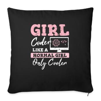 Funny Girl Coder Computer Programming Code Web Dev - Sofa pillowcase 17,3'' x 17,3'' (45 x 45 cm) - black - Front