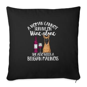 Malinois Belgian Shepherd Mechelaar Dog - Sofa pillowcase 17,3'' x 17,3'' (45 x 45 cm) - black - Front