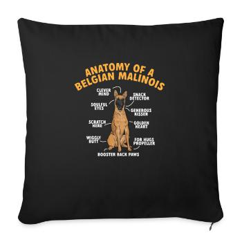 Malinois Belgian Shepherd Mechelaar Dog - Sofa pillowcase 17,3'' x 17,3'' (45 x 45 cm) - black - Front