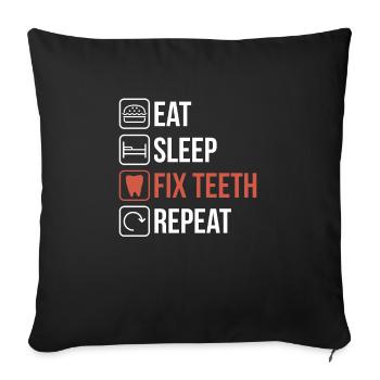 Manger Sommeil Réparer les dents Répéter Chemise Cadeau - Housse de coussin décorative 45 x 45 cm - noir - Devant
