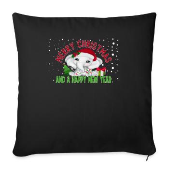 Joyeux Noël et une bonne année mignon éléphant - Housse de coussin décorative 45 x 45 cm - noir - Devant
