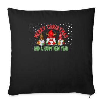 Joyeux Noël et bonne année Mignons Gnomes 2 - Housse de coussin décorative 45 x 45 cm - noir - Devant