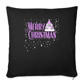 Joyeux Cristmas Rosaner Schneeman - Housse de coussin décorative 45 x 45 cm - noir - Devant