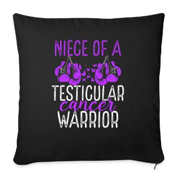 Nièce Sensibilisation au cancer des testicules Tante Oncle - Housse de coussin décorative 45 x 45 cm - noir - Devant