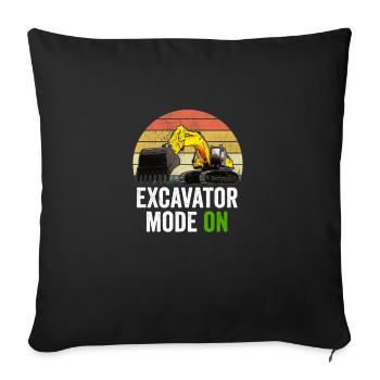 Excavator Excavator Excavator Construction Site Road Construction - Sofa pillowcase 17,3'' x 17,3'' (45 x 45 cm) - black - Front