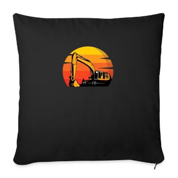 Excavatrice Rétro Excavator Driver Vintage Construction Worker - Housse de coussin décorative 45 x 45 cm - noir - Devant