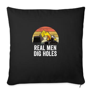 Excavator Excavator Excavator Construction Site Road Construction - Sofa pillowcase 17,3'' x 17,3'' (45 x 45 cm) - black - Front