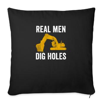 Excavator construction worker excavator driver construction machine job - Sofa pillowcase 17,3'' x 17,3'' (45 x 45 cm) - black - Front