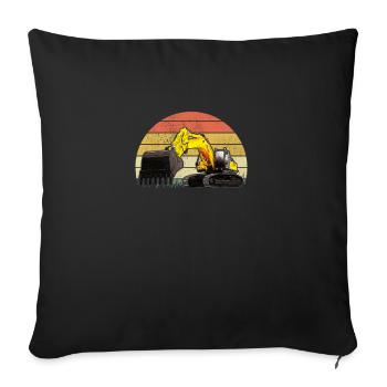 Excavatrice Rétro Excavator Driver Vintage Construction Worker - Housse de coussin décorative 45 x 45 cm - noir - Devant